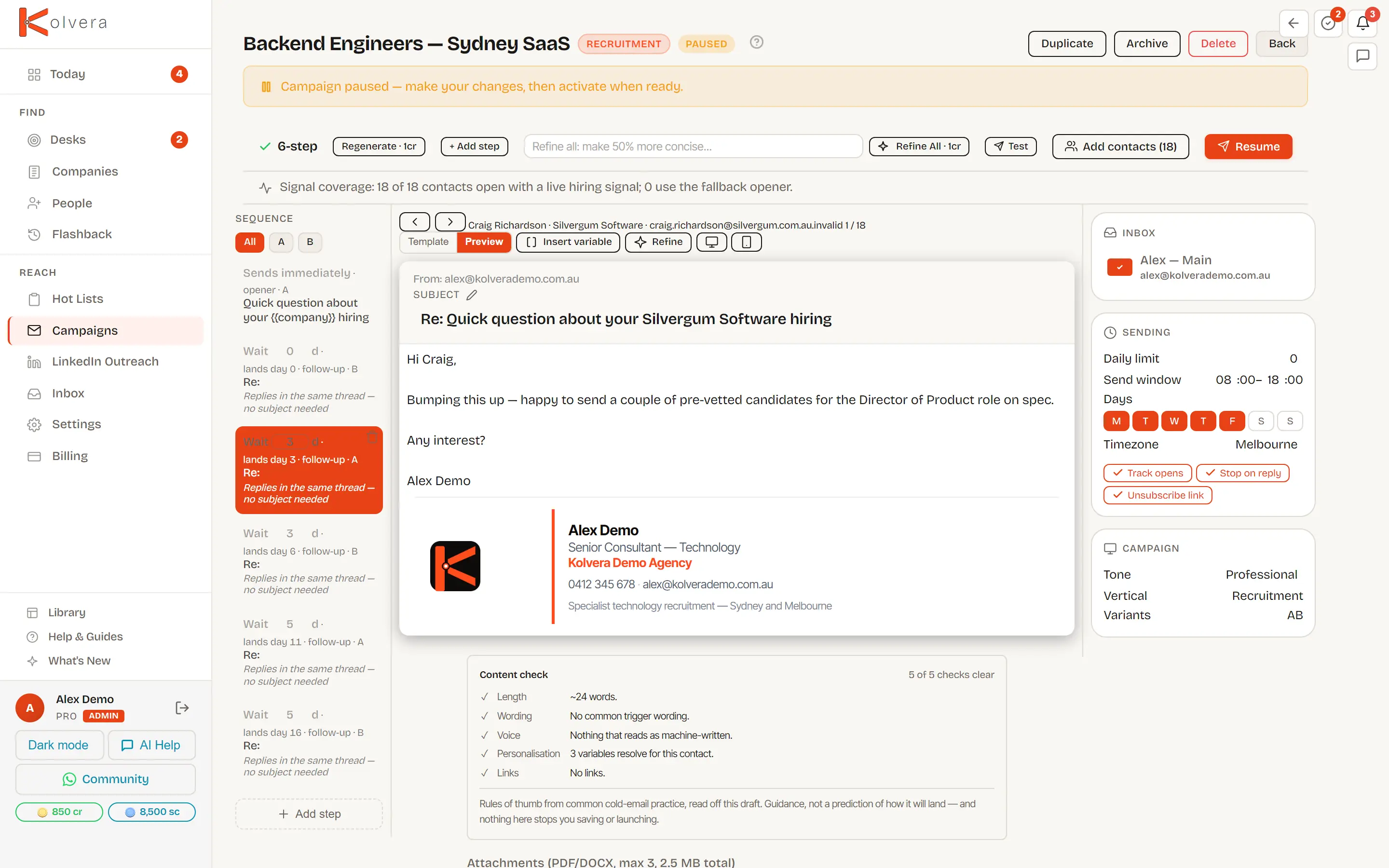 Every email personalised, per contact