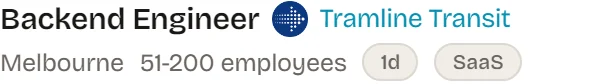 Backend Engineer at Tramline Transit, Melbourne. SEEK.