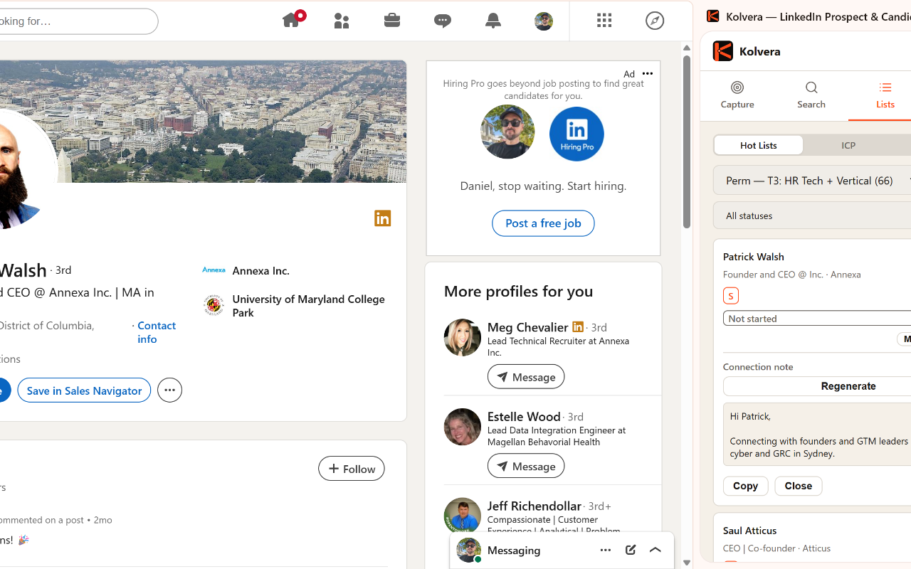 Save a profile and generate AI outreach
